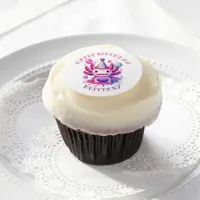 Pink and Purple Axolotl Girl's Birthday Party Edible Frosting Rounds