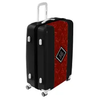 Elegant Red Marble Black Diamond Monogram Luggage