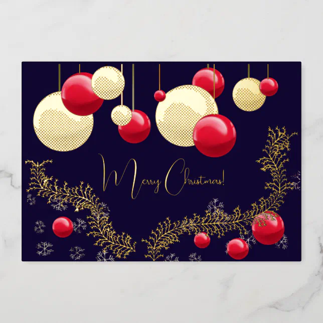 Merry Christmas, decorations, garlands, snowflakes Foil Invitation