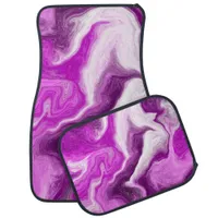 Purple and White Marble Swirls Fluid Art   Car Floor Mat