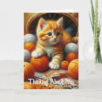 Just Thinking about You | Cute Orange Kitten Card