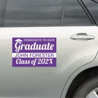 12" x 18" Purple and White Graduation Text  Car Magnet