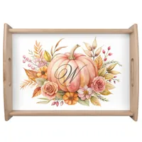 Fall Floral and Soft Orange Pumpkin serving tray