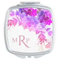 *~* Pink Floral Heart Magenta Hydrangea Popular Compact Mirror