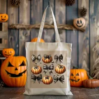 Coquette Pumpkin Bow Tote Bag