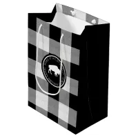 White Buffalo Label Plaid Black and White ID603 Medium Gift Bag