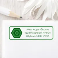 Modern Geometric 3-Line Green Nested Hexagons Label