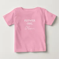 Cute Flower Girl Personalized Name Pink Baby T-Shirt
