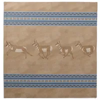 Southwest Pronghorn Antelope Herd Blue Border Cloth Napkin