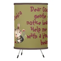 Rabbit Woodland Kids Christian Prayer on Green | Tripod Lamp