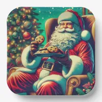 Santa Chocolate Chip Cookies | Vintage Christmas Paper Plates