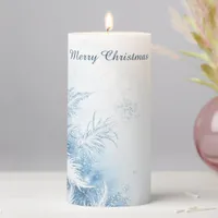 Beautiful Winter Frost Christmas Pillar Candle