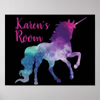 Personalized Purple and Blue Magical Unicorn Poster