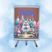 Pink & Blue Fairy Cottage Core Monogram on Rose | Tripod Lamp