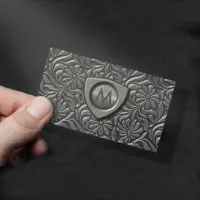 Embossed Metal Shield Monogram ID139 Business Card