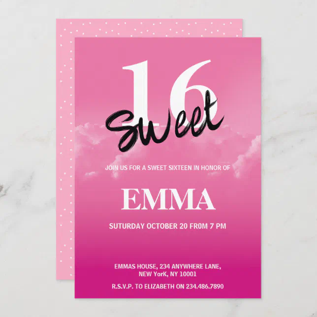 Modern Minimalist Girly Blush  Sweet 16 Birthday  Invitation