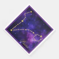 Gold Pisces Constellation on Dark Galaxy | Paper Dinner Napkins