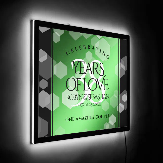 Elegant 38th Emerald Wedding Anniversary LED Sign