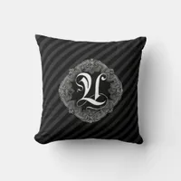 Elegant Goth Initial U Throw Pillow