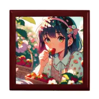 Cute Anime Girl Eating Strawberries   Gift Box