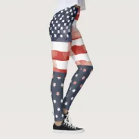 US Flag Leggings with Star-Spangled lower