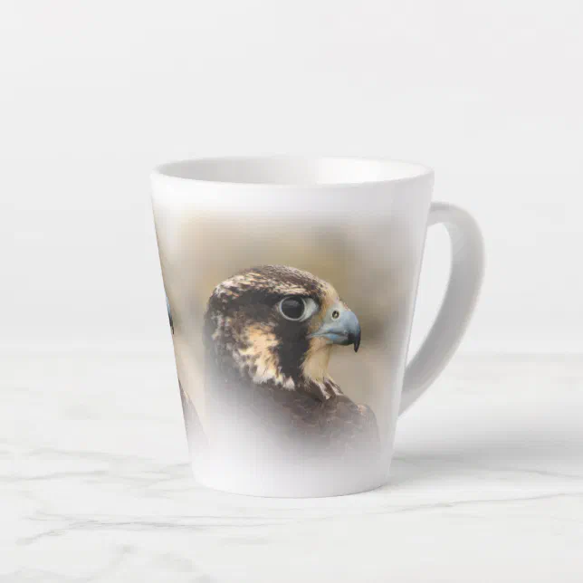 Vignetted Profile of a Peregrine Falcon Latte Mug