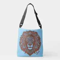 Lions Boho Cutout Faux Leather Crossbody Tote Bag