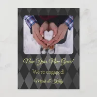 New Year New Gear Engagement Announcement Postcard