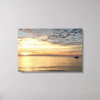 Sunset and Boat Ocean Wrapped Canvas Art