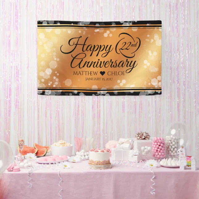 Elegant 22nd Copper Wedding Anniversary Banner