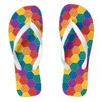 Rainbow Nested Hexagons Flip Flops