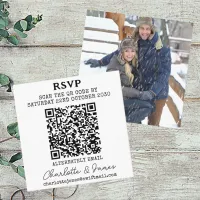 Mr And Mrs Photo Elegant Script QR Code RSVP Enclosure Card