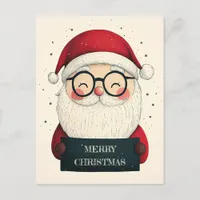 Cute Smiling Santa with a Heart Warming Message Holiday Postcard