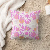 Abstract pink botanical leaf throw pillow