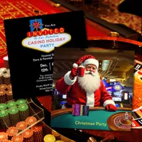 Christmas Santa Las Vegas Casino Fun Square Party Invitation