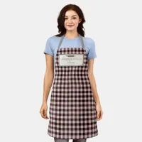 Custom Bakery Name Pink + Black Plaid Check Staff Apron