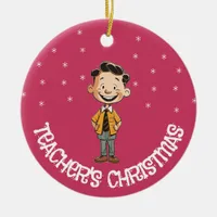 Male Teacher Christmas Custom Photo Gift Ceramic Ornament