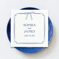 Navy Elegant Whimsical Simple Classic Bow Wedding Napkins