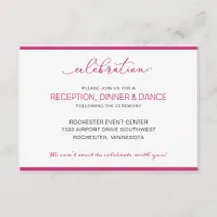 Wedding Reception Card with Short Order of Events