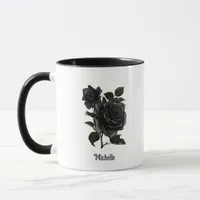 Vintage Gothic Black Roses Personalised Mug