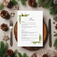 Elegant Winter Pines Christmas Wedding Charm Menu