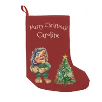 Cheeky Christmas Troll and Tree Delight  Small Christmas Stocking