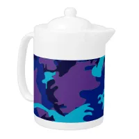 Camouflage Dark Blue & Purple Pattern Teapot