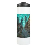 Abandoned City Dystopian AI Generated Artwork Thermal Tumbler