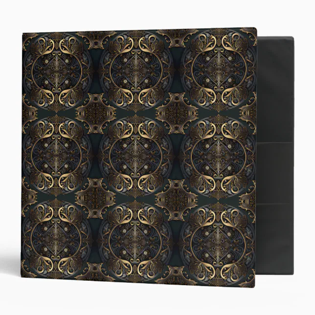 Ornamental Black and Gold Medieval  3 Ring Binder