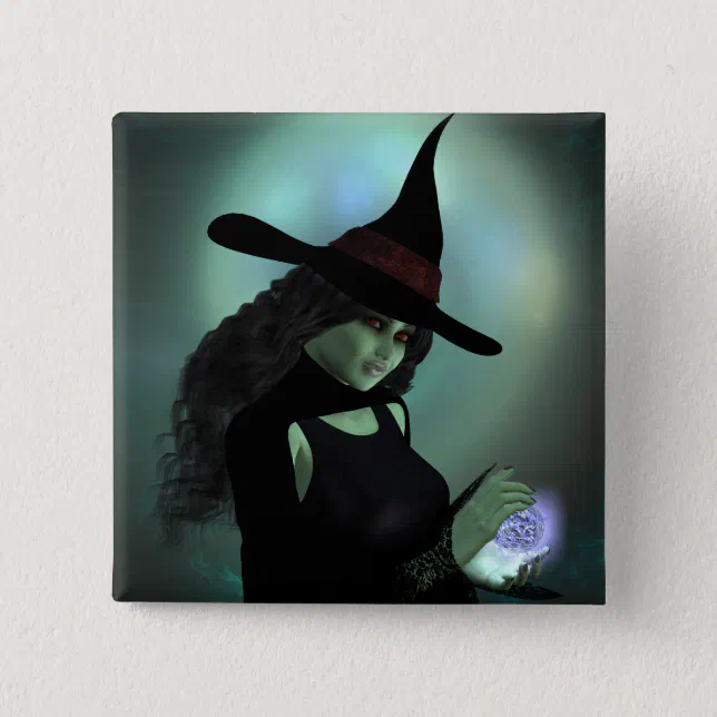 Wicked Witch Casting a Spell Pinback Button