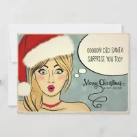 Retro Blonde in Santa Hat Humor ID558 Holiday Card