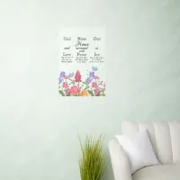 God Bless Our Home Floral Wildflowers Wall Decal