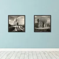 Vintage Paris France Black and White Photos Wall Art Sets