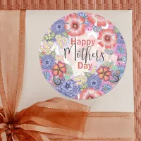 Colorful Vibrant Flowers and Leaves Mother's Day Classic Round Sticker